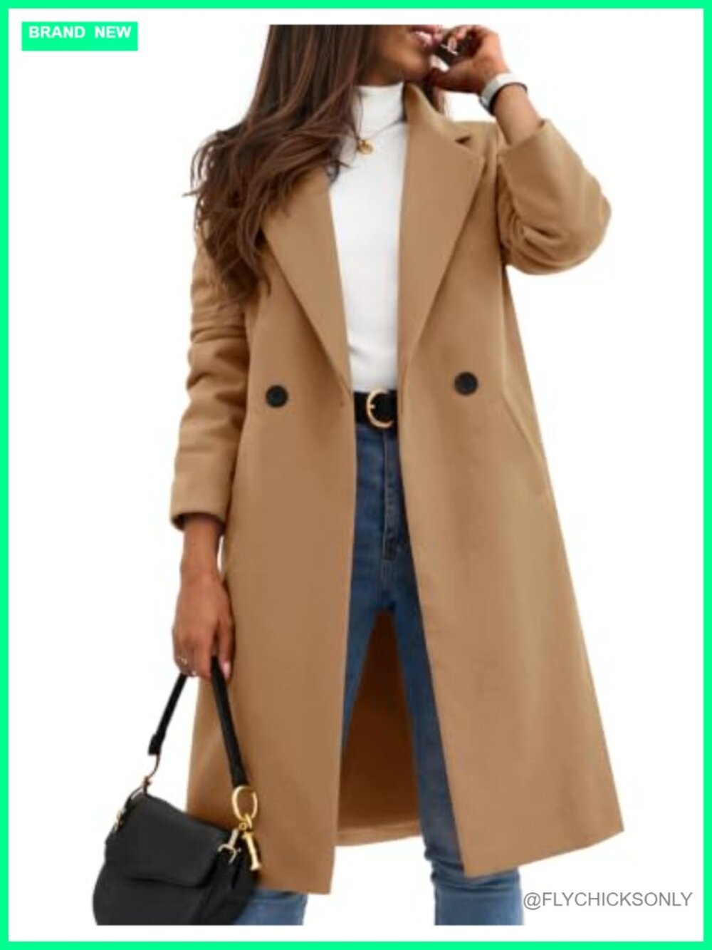 Zeagoo Women's Wool Blend Peacoat Notch Lapel Mid-Length Overcoat